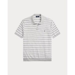 Polo Ralph Lauren Mens Gray White Stripe Textured‎ Cotton Linen Sweater Sz M